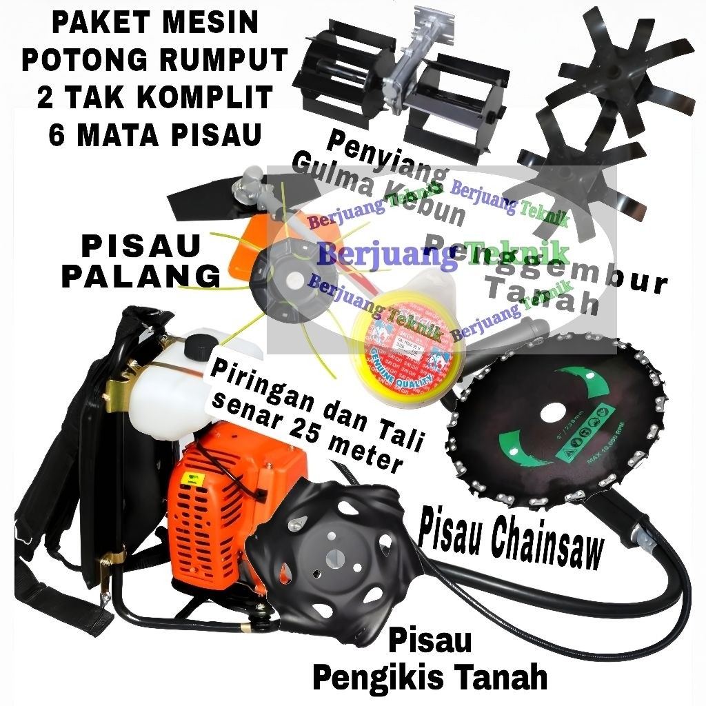 Mesin Potong Rumput Multifungsi  2 Tak komplit 6 Mata Pisau  || Mesin Potong Rumput komplit 6 Mata P