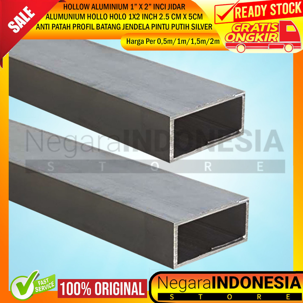[Instan] Holo Jidar Hollow Alumunium 1 In X 2 Inci Aluminium Hollo 1x2 Inch 2.5 Cm X 5cm Anti Patah 