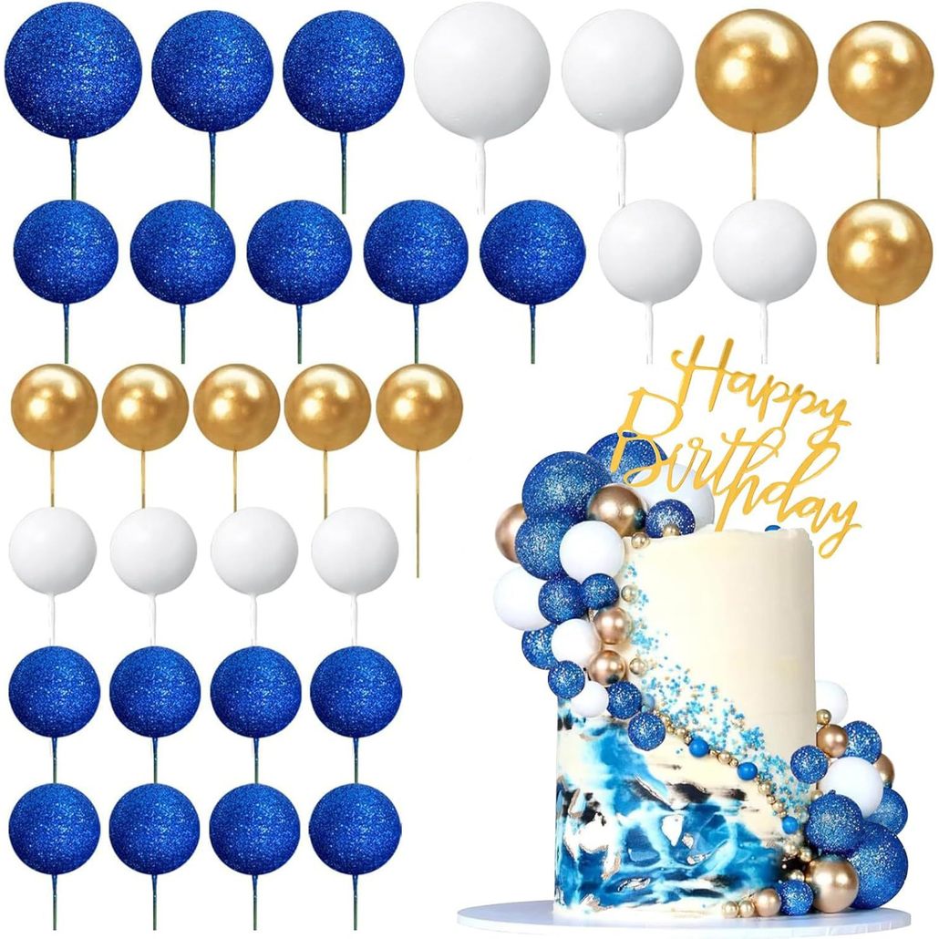 Topper Kue Ulang 20pcs Tahun Hiasan Kue Bentuk Bola Tusuk  Ball Hiasan Bola Metalik Doff / Hiasan Ku