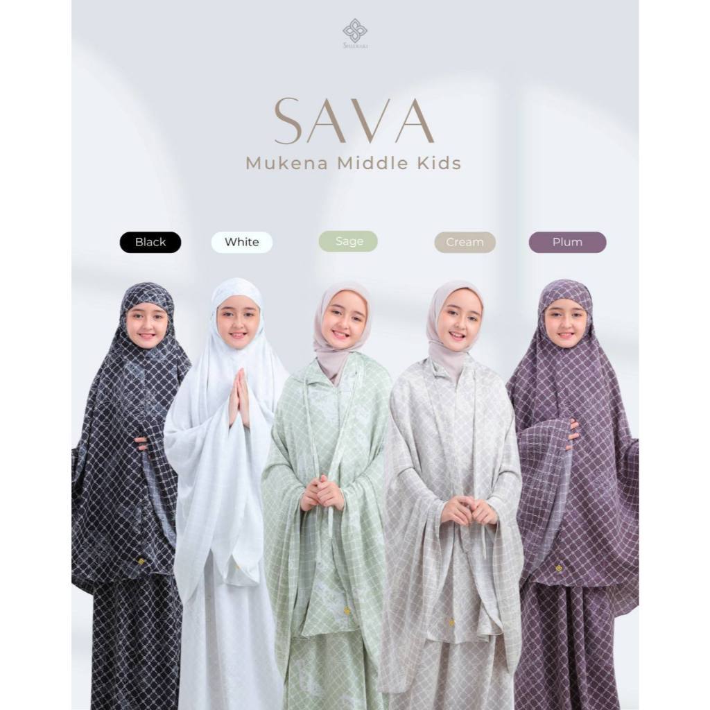 MELV.STORE Sava Mukena Middle By Shieraki Indonesia | Mukena Anak 3 in 1
