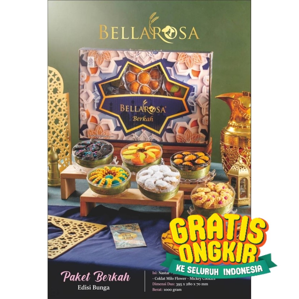 PAKET BERKAH BELLAROSA KUE KERING PAKET LEBARAN HAMPERS IDULFITRI 2026 free kartu ucapan/ Paket kuke