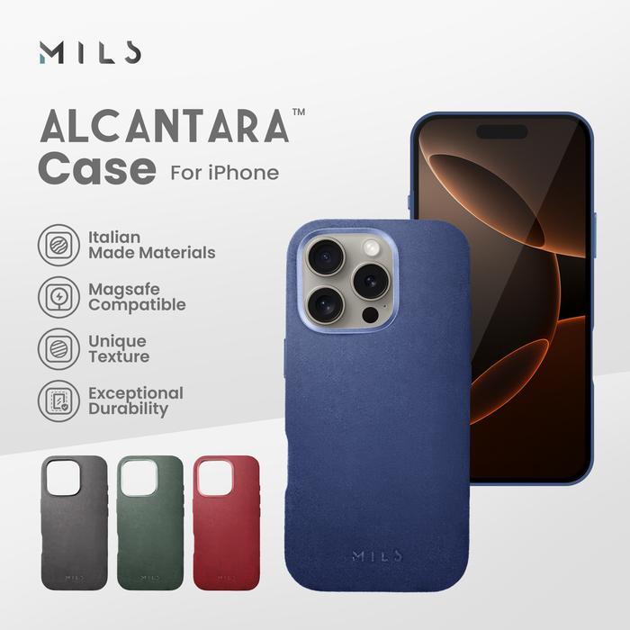 MILS Bespoke Alcantara Case for iPhone 14 15 16 17 / Pro / Max - iPhone 14, Burgundy Red - 9076