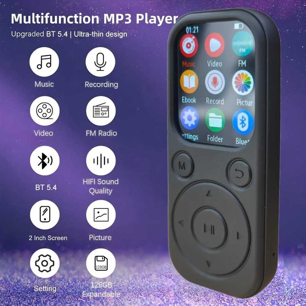 Yoidesu MP3 Digital Audio Player HiFi Bluetooth MP4 2 Inch 210mAh - SD-09