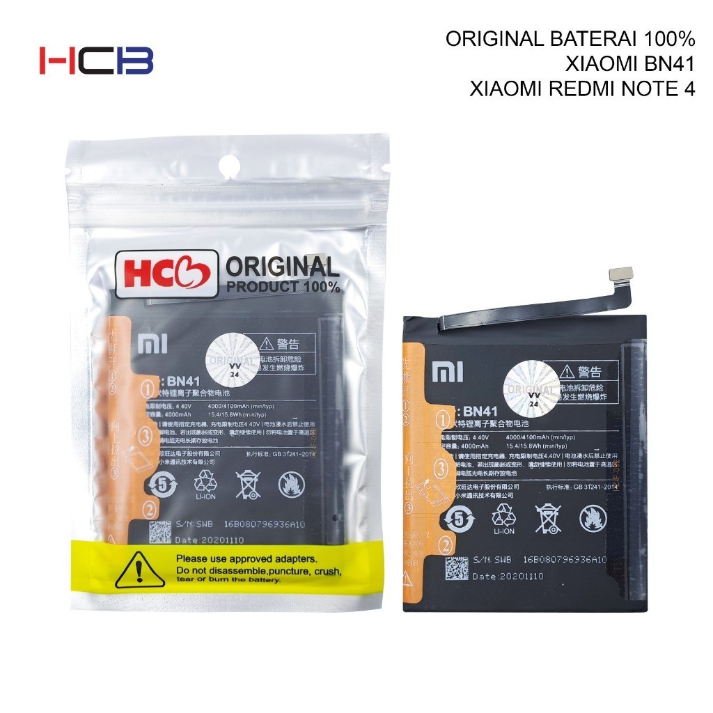 BATERAI XIAOMI BN41 / REDMI NOTE 4 ORIGINAL 100%