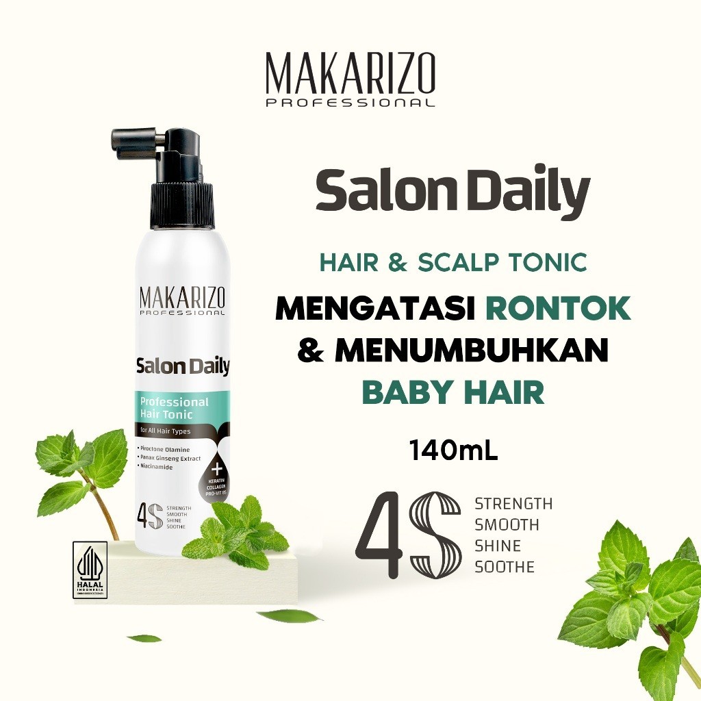 MAKARIZO Salon Daily Hair Tonic Spray 140ml -  Perawatan Rambut Rontok - Vitamin Rambut