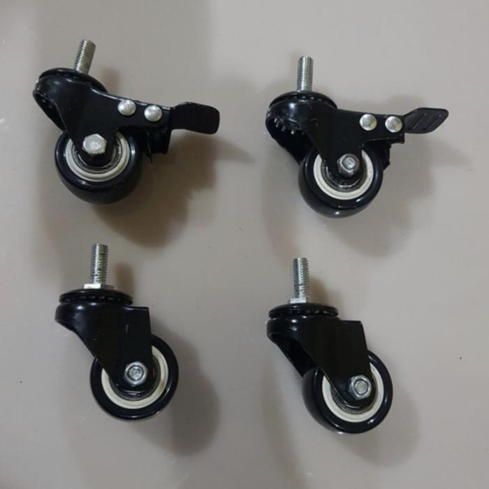 Roda PU Screw 2 inch 1 set beban 200kg/ Roda Etalase 2 inch Drat