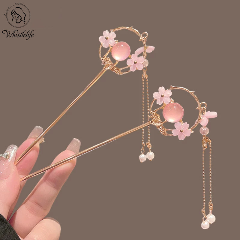 COD Jepit Rambut Rumbai Elegan Motif Bunga Modern Aksesori Sempurna Wanita Cocok Hanfu