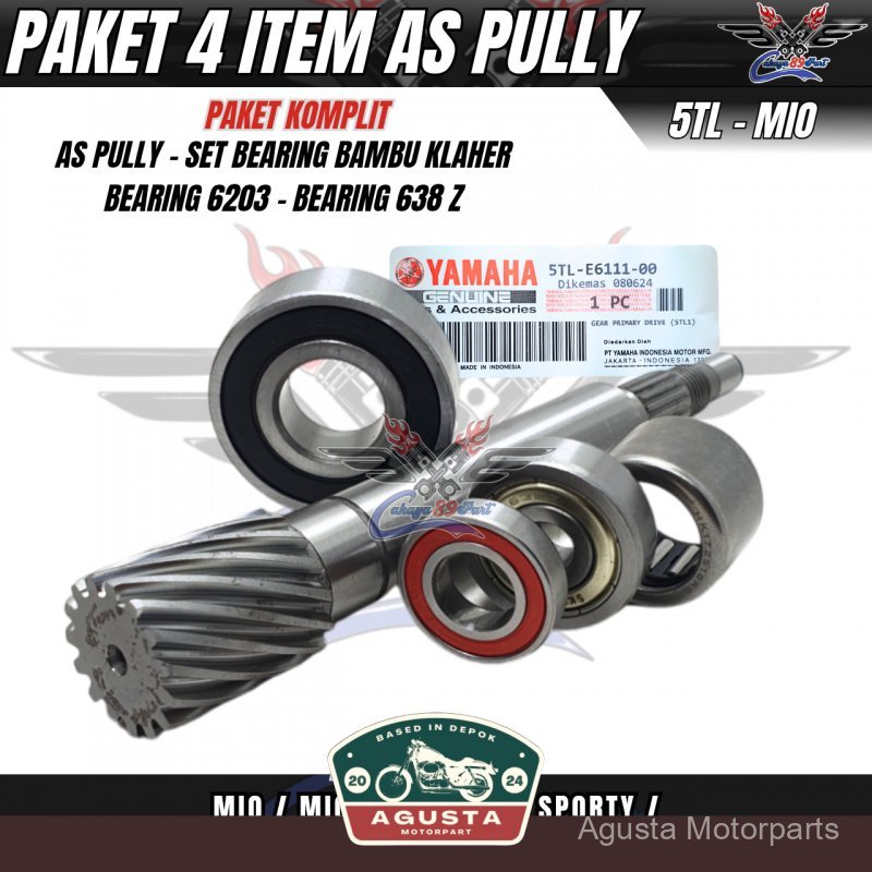 Paket 4item as pully mio + Laher 6203 + Laher 638 + Bearing pully Mio Sporty Mio Smile Nouvo Mio Sou