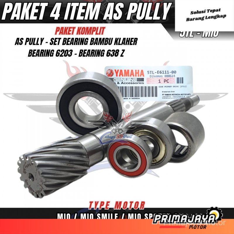 Paket 4item as pully mio + Laher 6203 + Laher 638 + Bearing pully Mio Sporty Mio Smile Nouvo Mio Sou