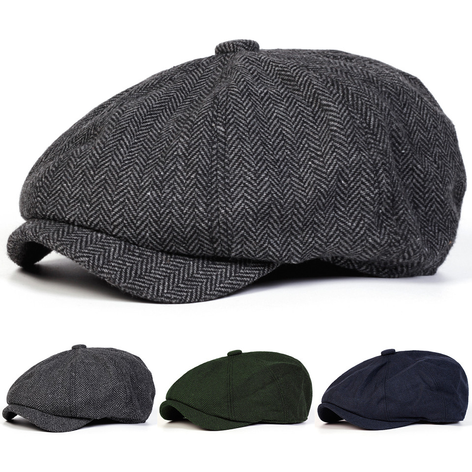 Unisex Retro Herringbone Newsboy Caps Men British Painters Hats Spring and Autumn Berets Hip Hop Ber