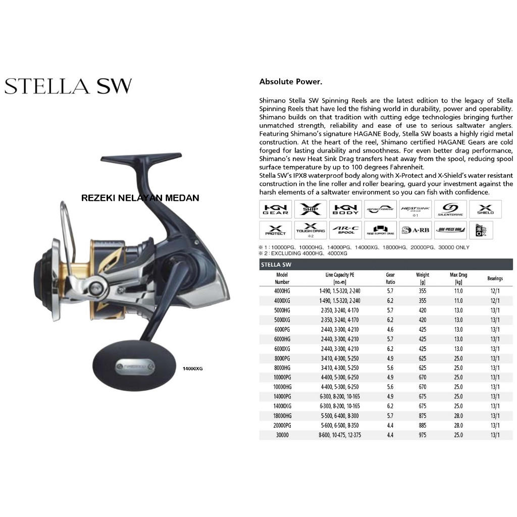 REEL SHIMANO STELLA SW 2019 2020  4000 / 5000 / 6000 / 8000 / 10000 / 14000 /18000 / 20000 / 30000| 