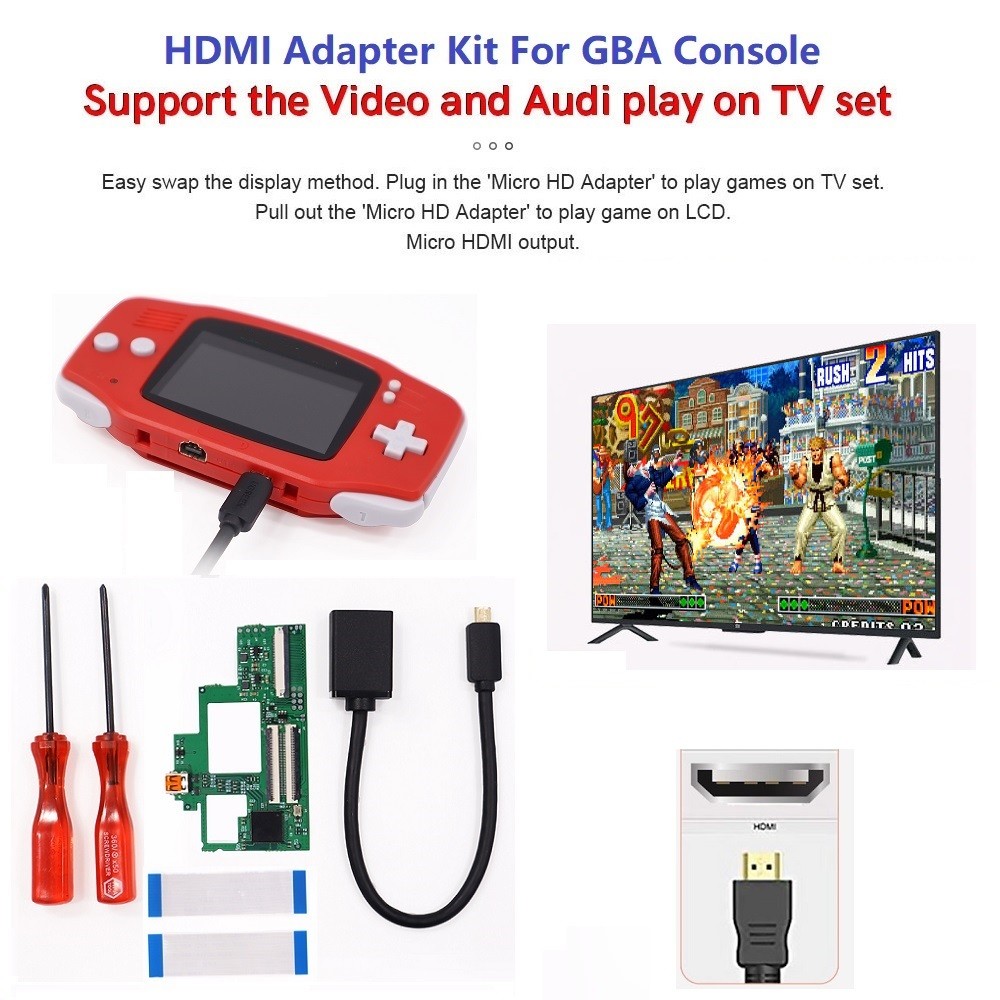 2 Wire HDMI Kit HDMI Adapter Converter Kit For Gameboy Advance 40 Pin GBA Console For GBA Console 40
