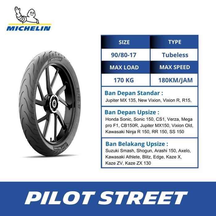Ban Depan Motor Vixion New Michelin Pilot Street 90-80 R17 Tubeless