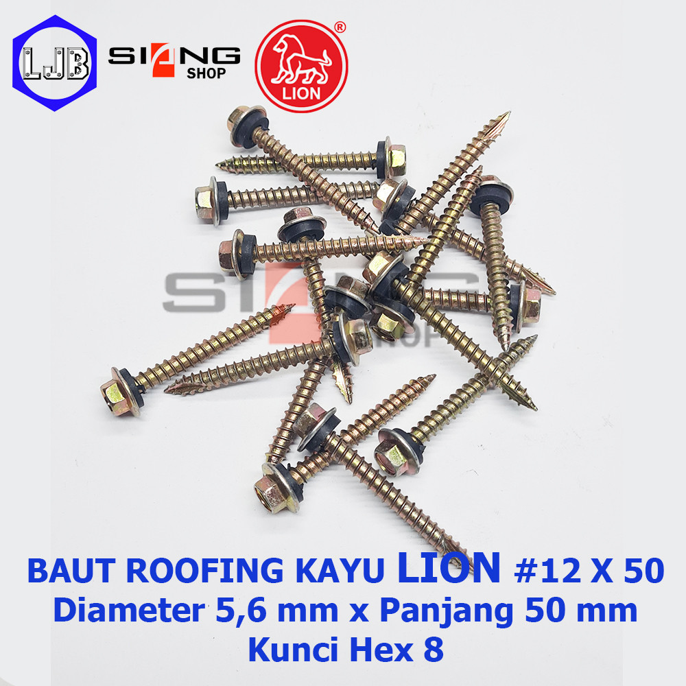 Baut Roofing Kayu LION #12 Panjang 50 mm