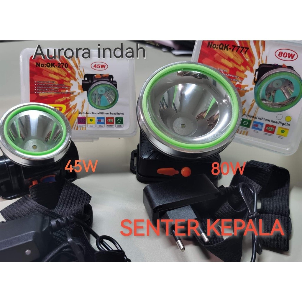 Senter Lampu Kepala Head Lamp Nyala Putih Kuning  35Watt / 45watt / 50Watt / 80Watt