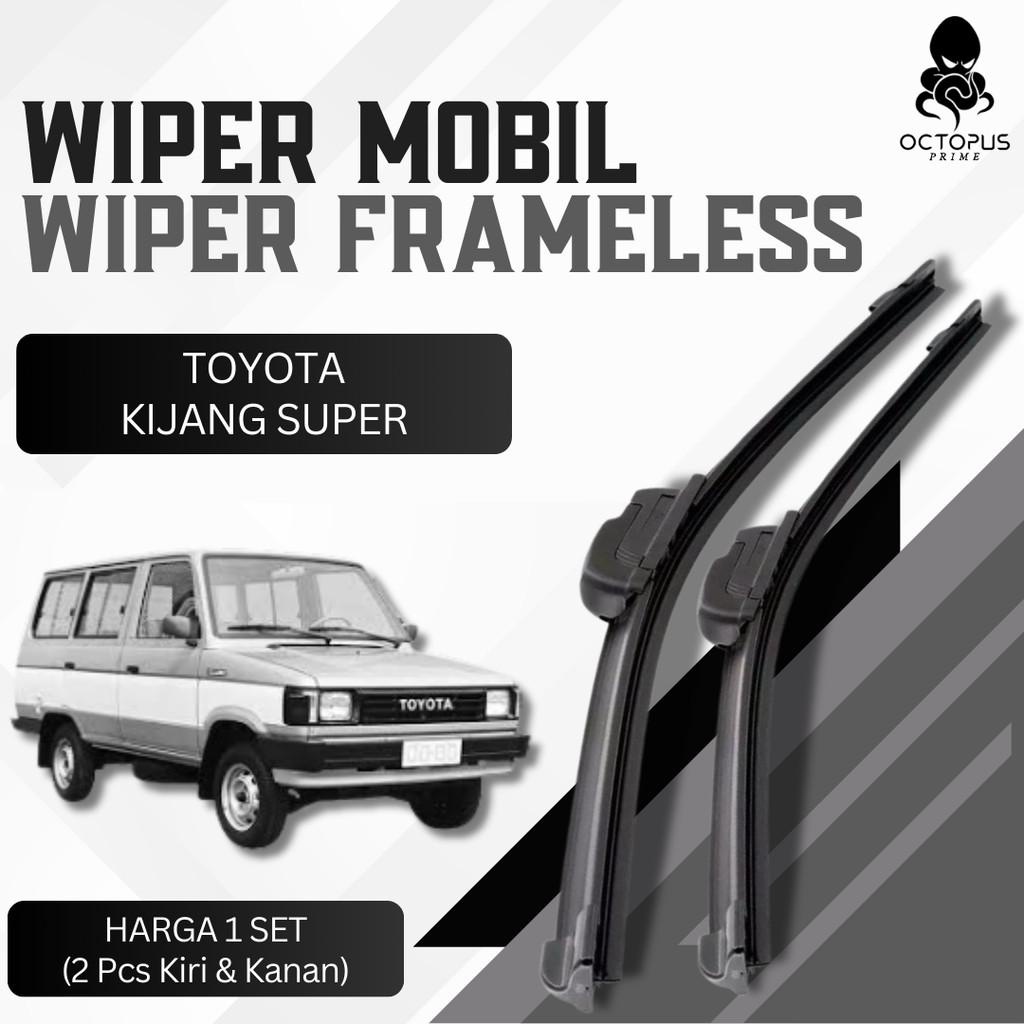 Wiper Frameless Toyota Kijang Super 1Set isi 2pcs Premium Single Layer