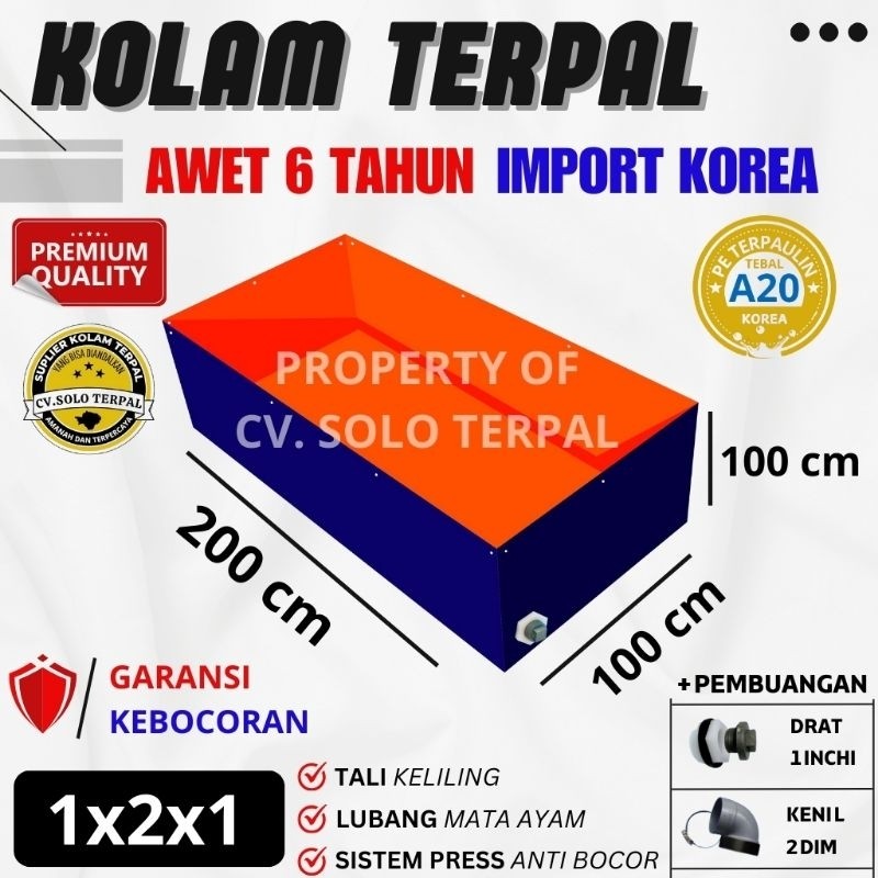 Wony Store - Kolam Terpal Kolam Terpal ikan Kotak A20  Kolam terpal untuk budidaya ikan