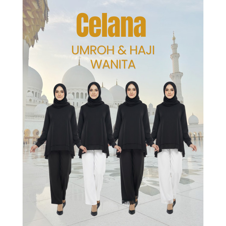 Celana Umroh Haji Wanita Celana Ihrom Wanita Bahan Katun Premium - Renda