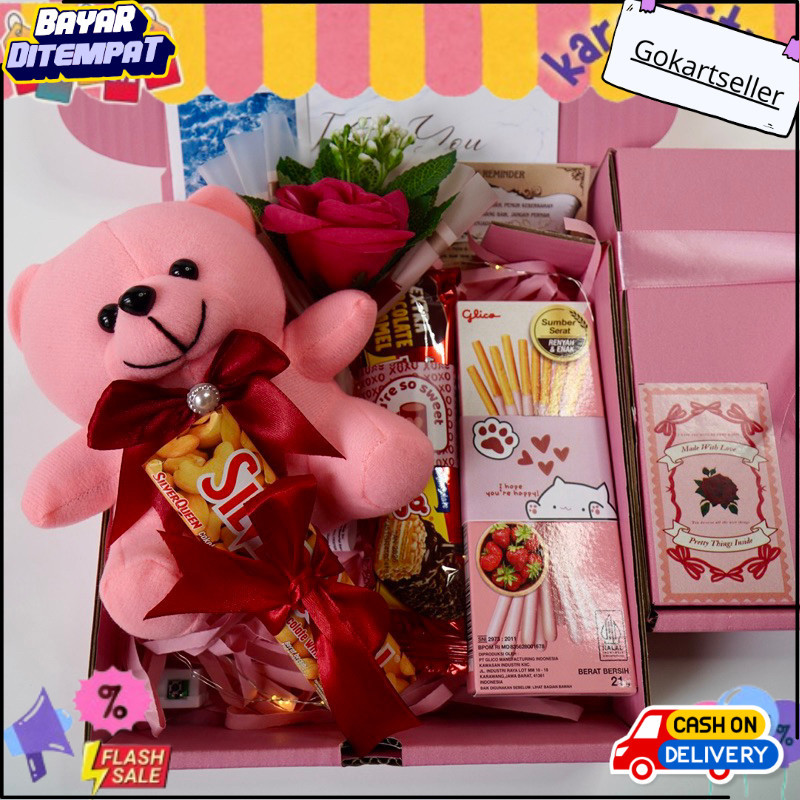 COD Premium Valentine Hampers Snack Box Giftbox Kado Pink Series Kado Valentine Kado Ulang Tahun Wis