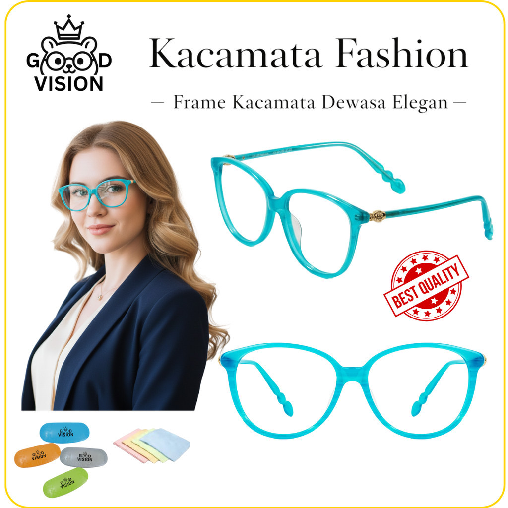Frame Kacamata Optik Dewasa Fashion Blue 5026-C5 | Cocok Minus Tinggi Plus Tinggi Silinder Tinggi | 