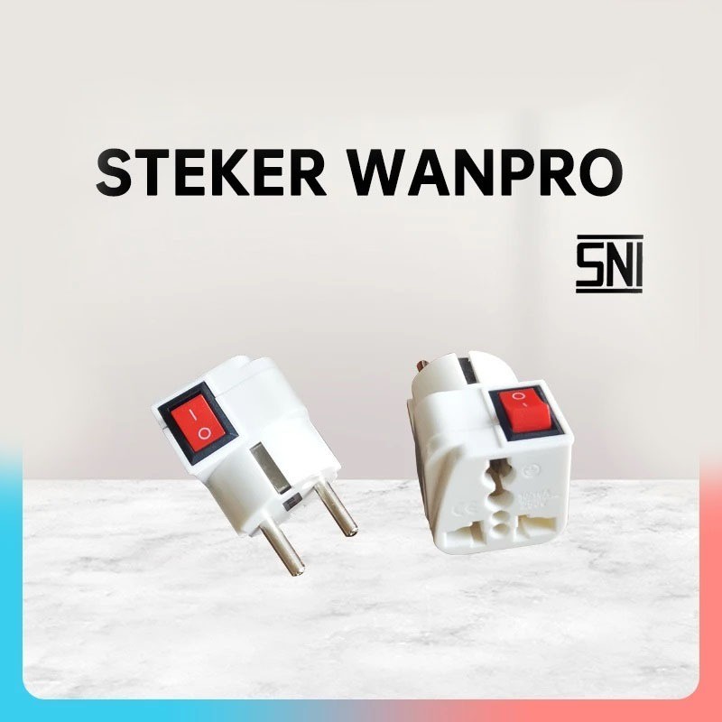 Steker Listrik dengan Saklar Switch On Off | Steker Kaki 3 Arde Colokan Listrik dengan Tombol Switch