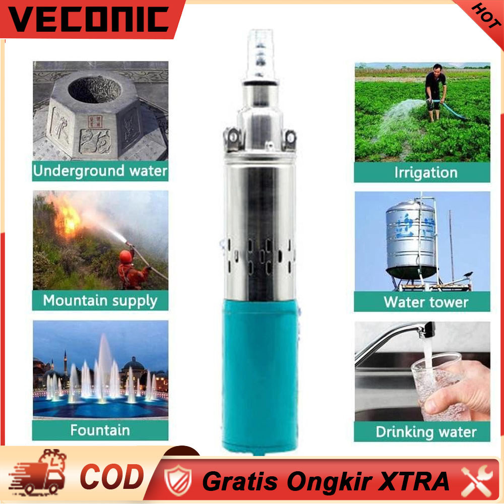 Pompa Air Tenaga Surya Baja Tahan Karat 250W 12V-48V dengan Ketinggian Angkat Tinggi 40m, Pompa Air 