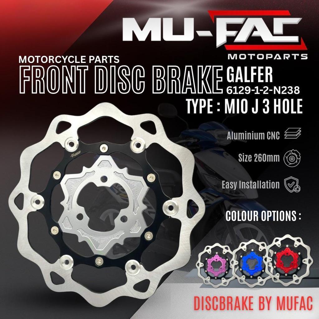 Cakram Depan MUFAC Model Galfer Ukuran 260mm Motor Mio J lubang 3