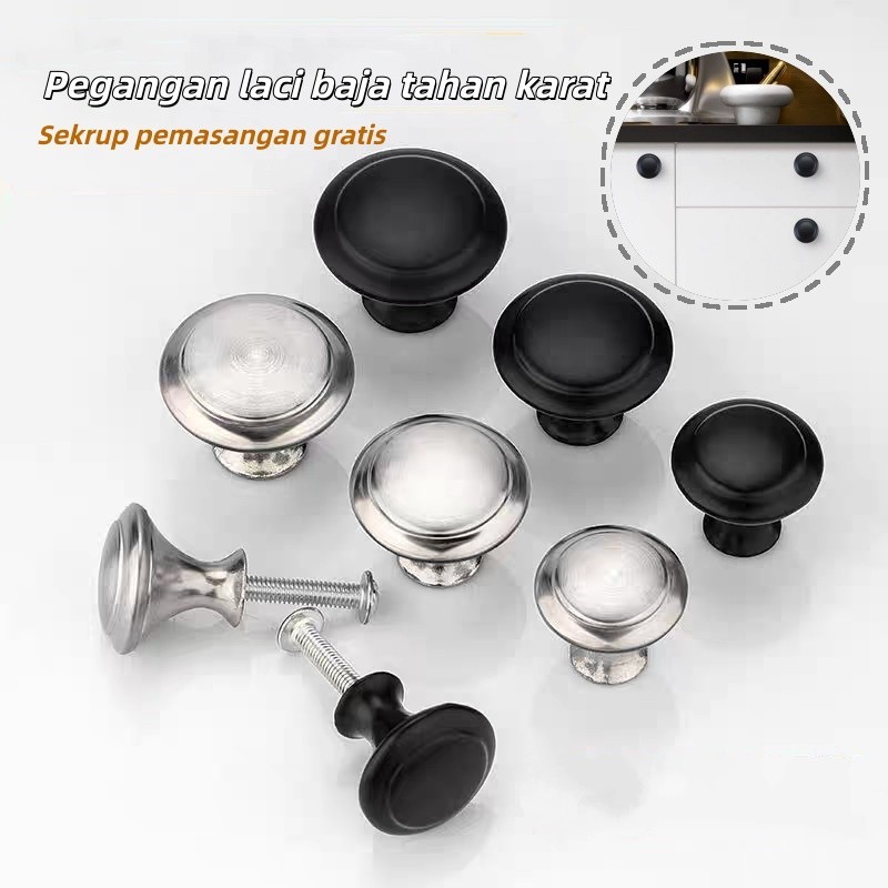 Knop Bulat Stainless / Handle Tarikan Laci Lemari Nakas / Pegangan Pintu Lemari Kitchen Set / Tarika
