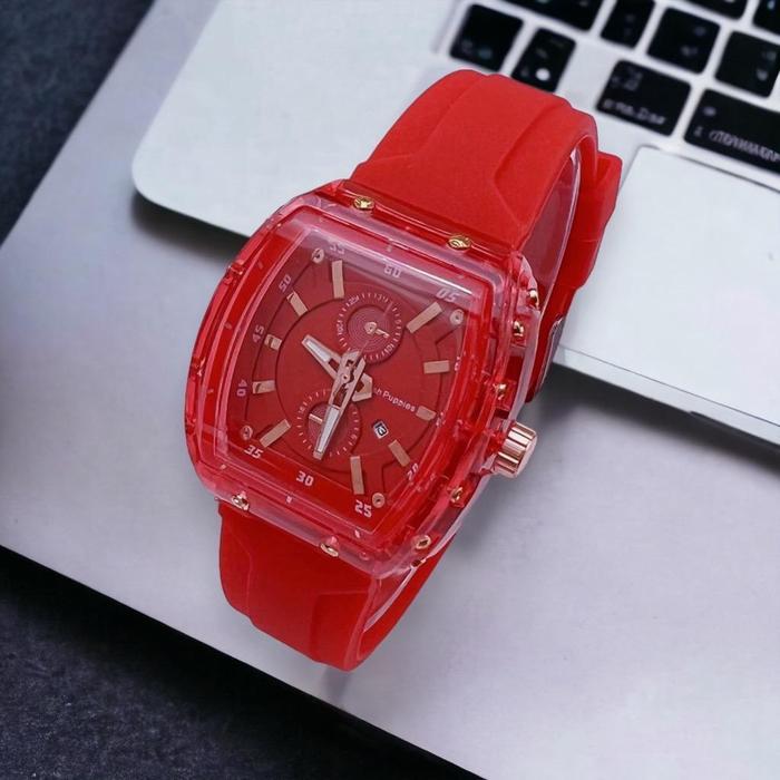 Jam tangan cewek baru tali rubber - hitam