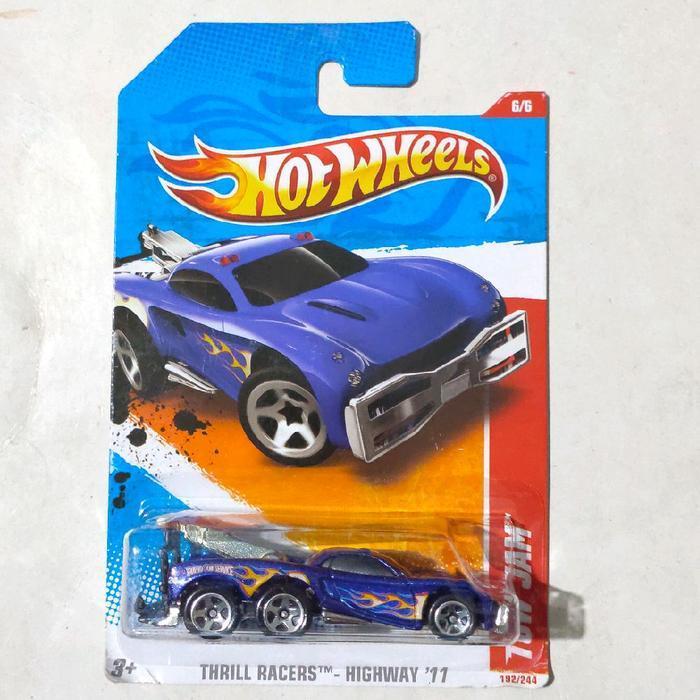 Mainan Hot Wheels Tow Jam biru tua 2011 Thrill Racers Highway