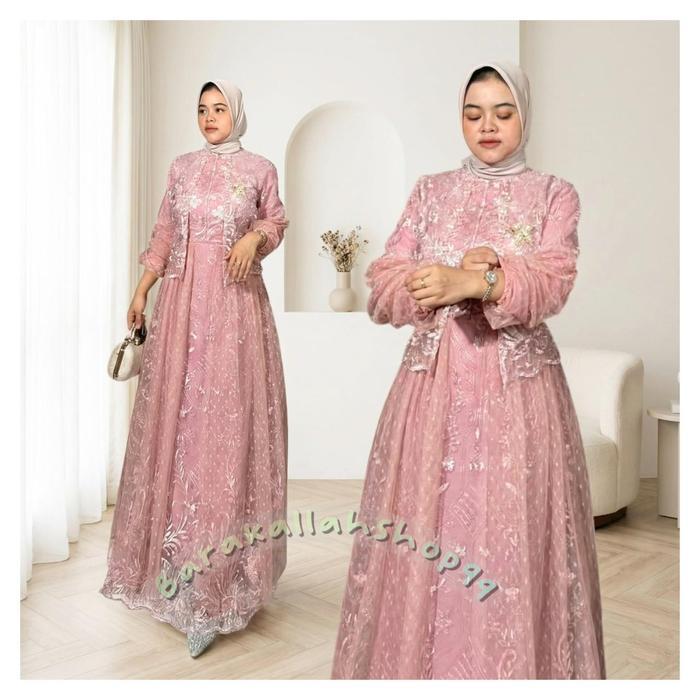 Promo Dress Friska Pakaian Wanita Kekinian Gamis Kondangan Tulle Dresses Busui Friendly Gamis Simple