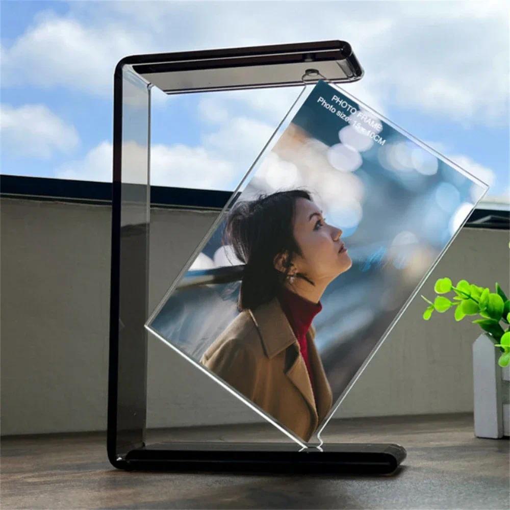 6 Inch Photo Frame Creative Double Sided Rotating Furnishing Wedng Certificate Highdefinition Transp