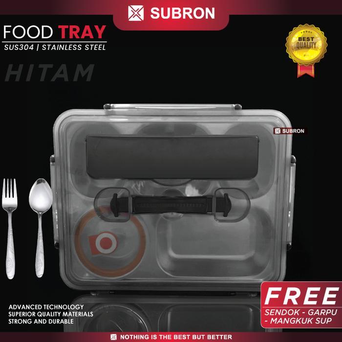 SUBRON SUS 304  Lunch Box Kotak Bekal Catering 5 Sekat Wadah Stainless - LUNCH BOX PINK