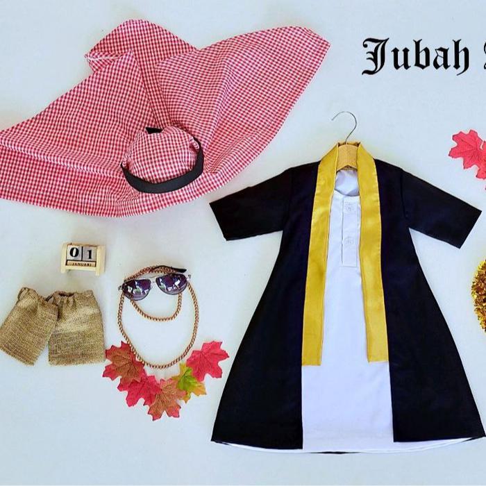 Jubah Asykar Baju Aqiqah Kostum Sultan Arab Gamis Pria Anak dan Bayi - Hitam, Newborn