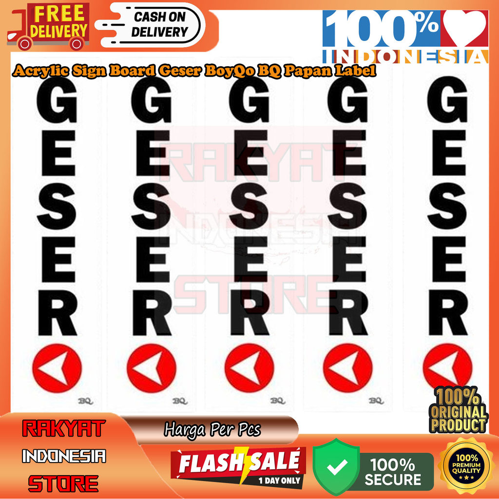 Papan Akrilik Geser BoyQo BQ Sign Board Pintu Stiker Petunjuk Tulisan Ruangan Kantor Masjid Musholla