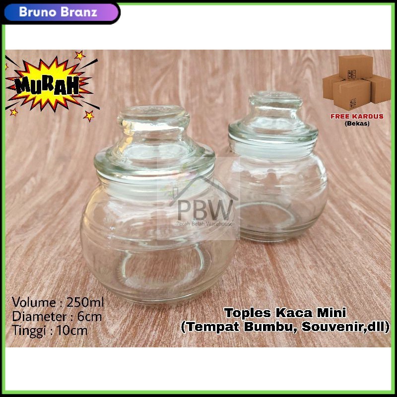 PROMO MURAH Toples Mini Bulat Kaca / Toples Bumbu / Souvenir Toples