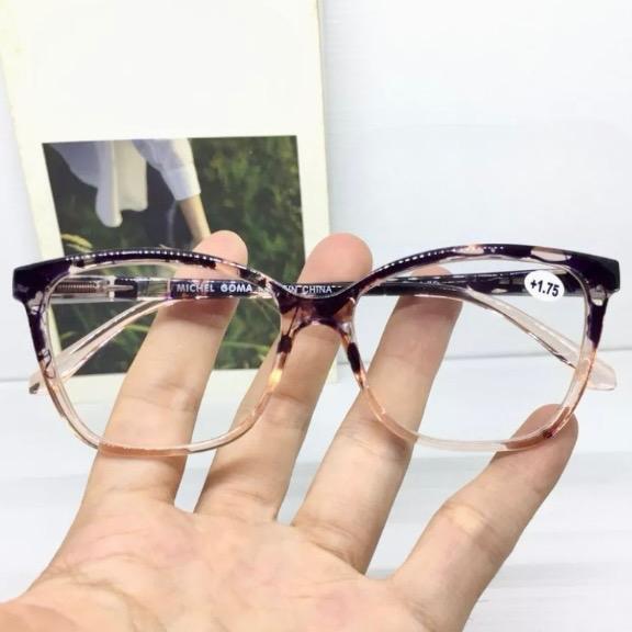Kacamata Baca KZ336 Frame Semi Kotak Frame Semi Leopard Biru Lensa Plastik Lebar 13.5 cm Diameter 3.
