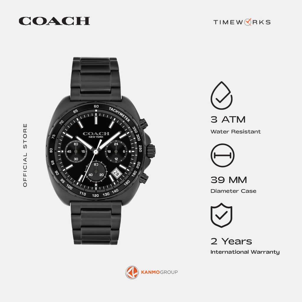 Coach Charter Chronograph Black Stainless Steel (IP) Strap - Jam Tangan Pria - 14602739