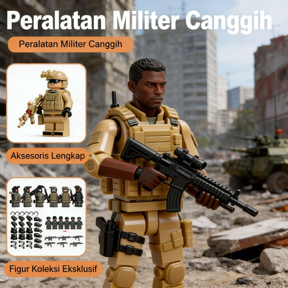 Balok Minifigure Military Susun Swat Team Tentara Mainan