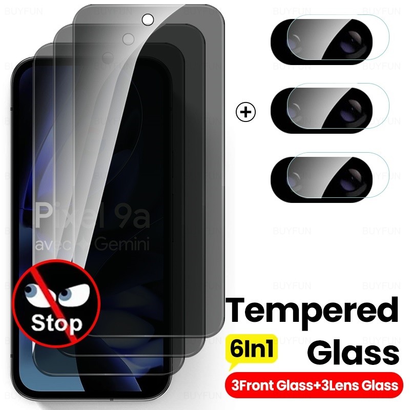 Pixel9a 5G Glass 6 In 1 Privacy Tempered Glass Anti-Spy Screen Protector For Google Pixel 9a 5G Came