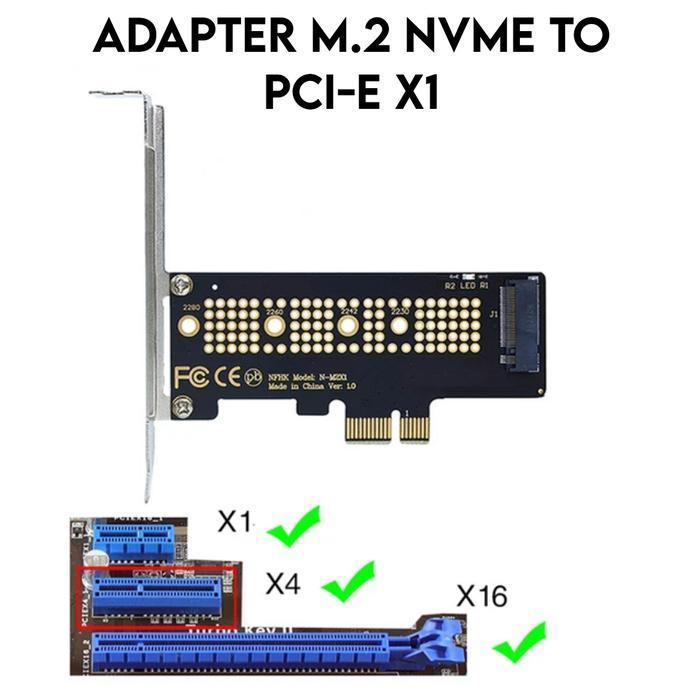 Adapter M.2 NVMe SSD to PCIE 4.0 x1/x4/x16 (M-Key M.2 NVMe) - PCIE x1
