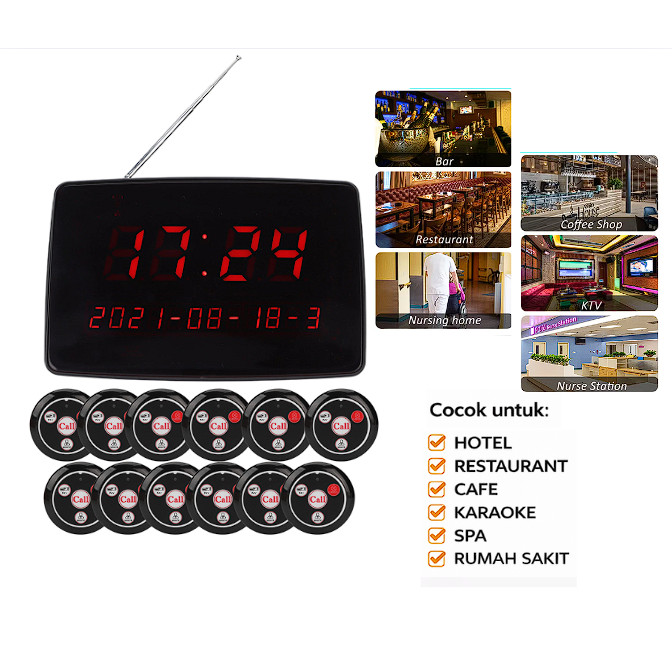 Bel Panggil Pelayan Restaurant Cafe Hotel Rumah Sakit Karoke Calling System Wireless Display Wireles