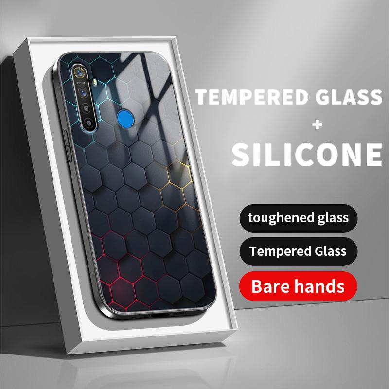 Kaca Glass Case For Realme 5 5i 5s 3 3i Pro 6i 7 7i 8 5G 8s 8i 12 Lite 2 Q Q3 Q3i U1 V13 Soft Simple