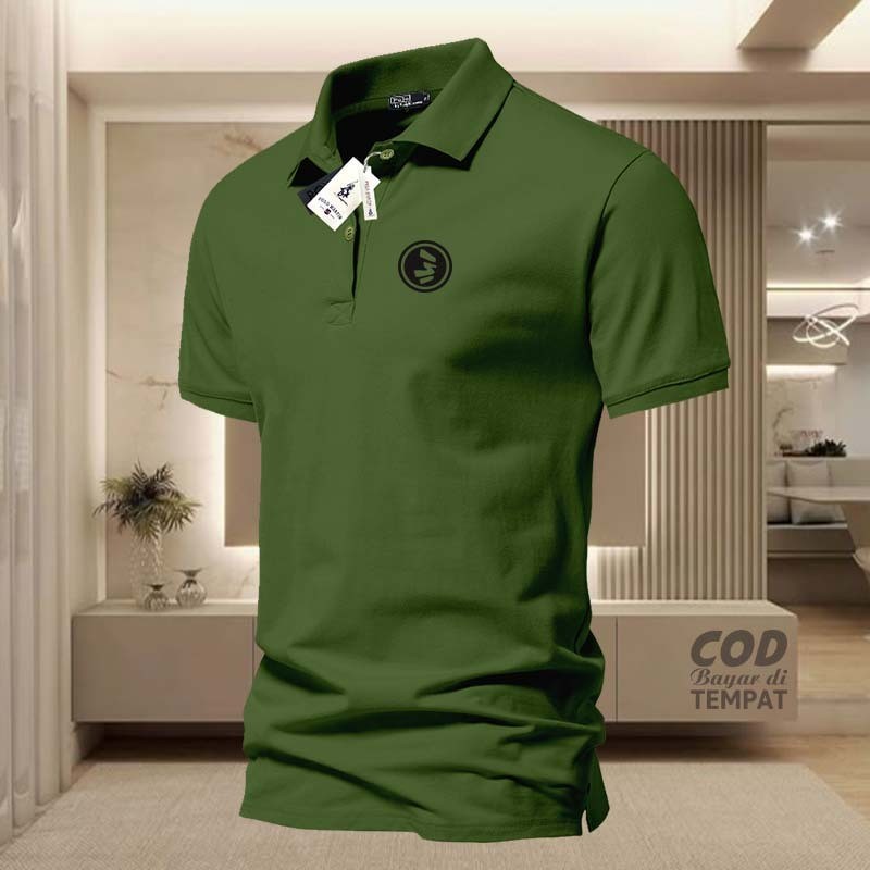 COD T-shrit POLO kerah 3Second Kiri Logo Blog Bulat Hitam Kaos Kerah Dewasa Shirt / Kaos Wangki Pria