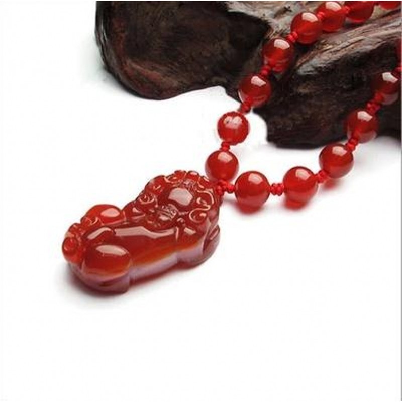 Kalung Liontin Pixiu Batu Akik Alami untuk Pria dan Wanita