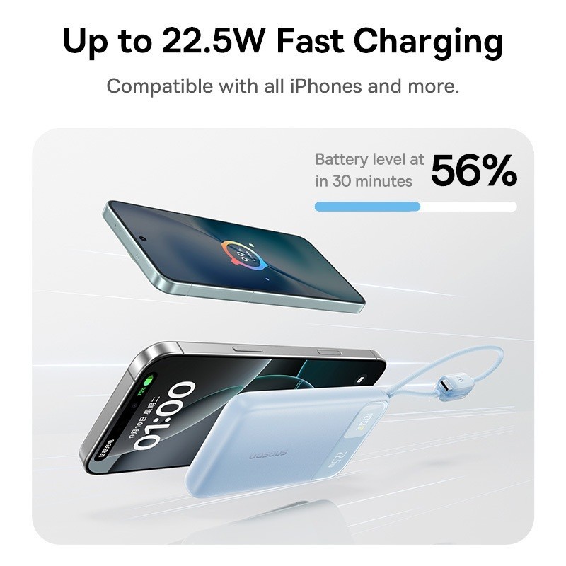 Tungtung Party Baseus Enerfill Fc11 10000Mah 22.5W Fast Charging Power Bank With Built-In Type- C +