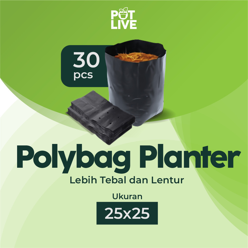 POTLIVE - Polybag Hitam Plastik 25X25Cm Polibag 1 Set 30 Pcs Pot Tanaman Hitam Media Tanam Plastik P