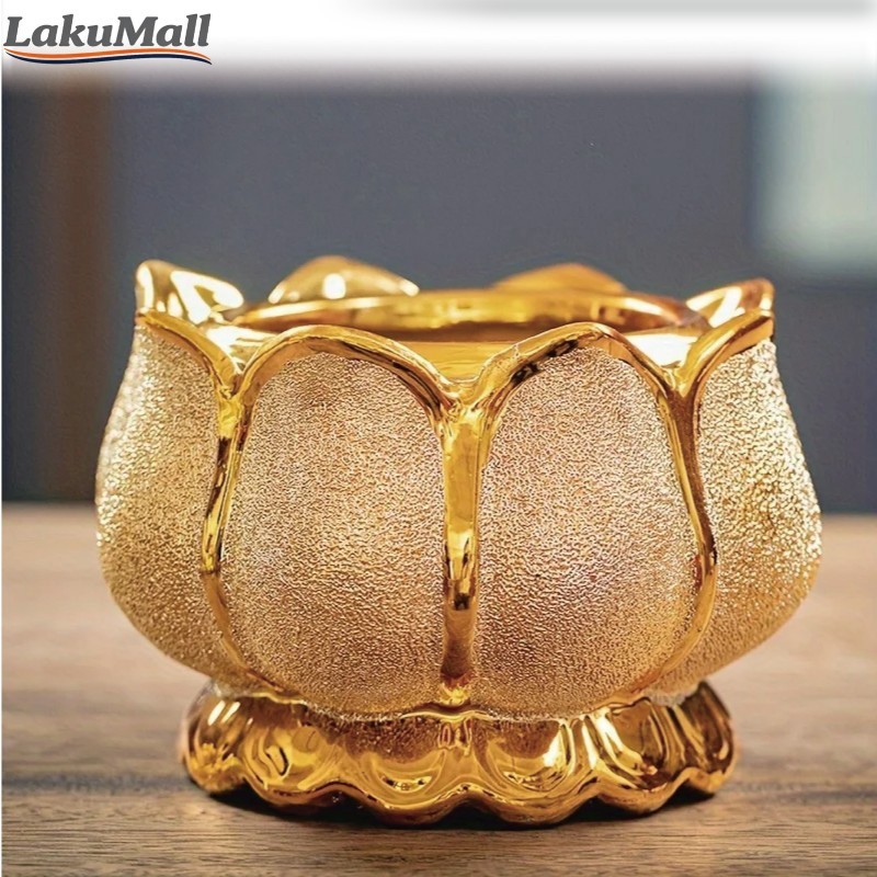 Hiolo Dupa 4" 5" Kuningan Emas Bentuk Lotus untuk Fengshui Keberuntungan Tempat Bakar Hio Rumah