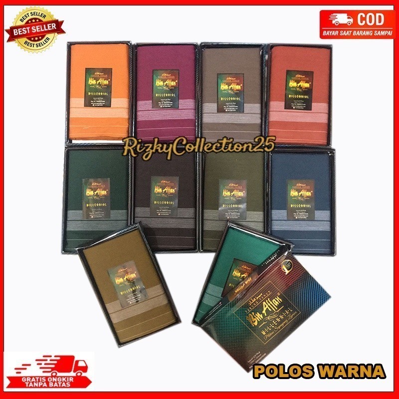 Sarung Atlas Dewasa – Polos Hitam / Bin Affan Putih