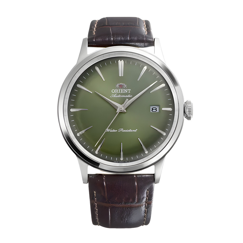 Jam Tangan Pria Orient Bambino RA-AC0029E Automatic Green Gradation Dial Brown Leather Strap